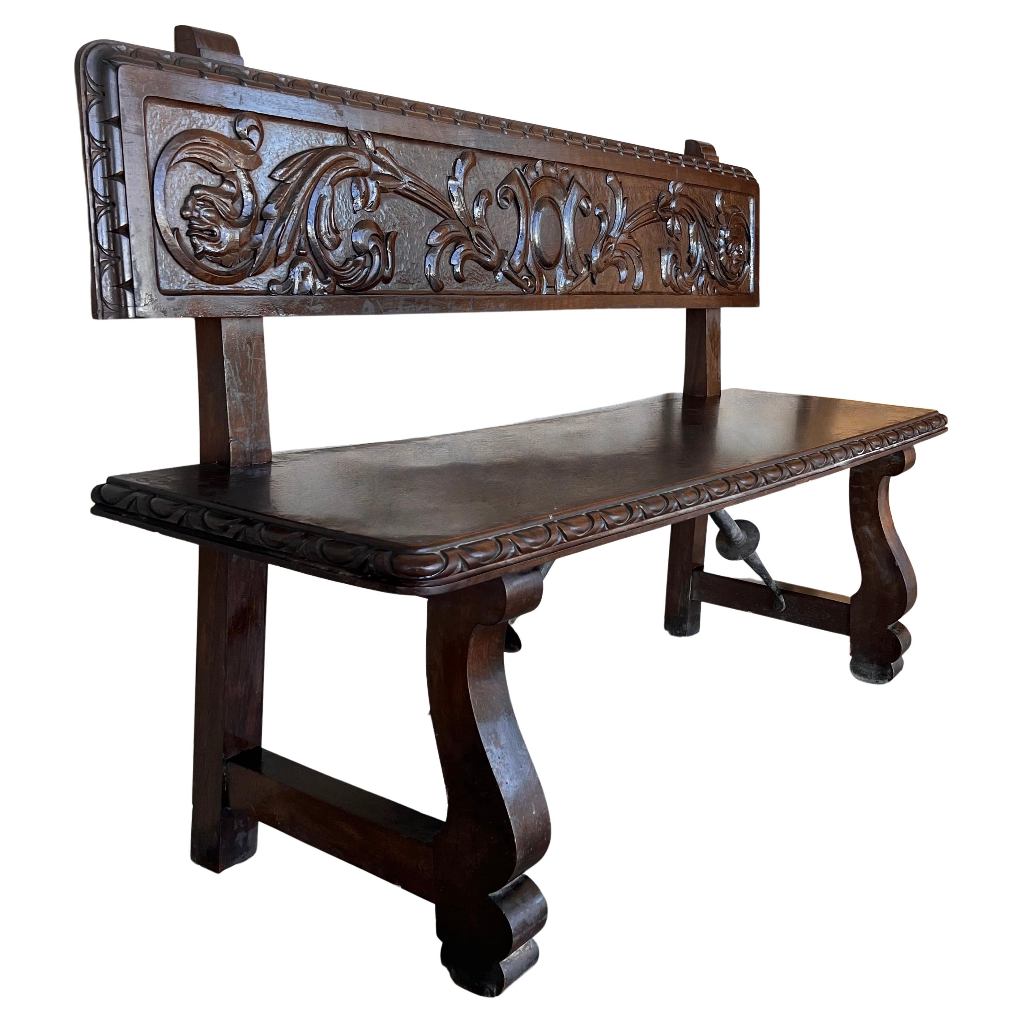 Details about   Museum quality  French Antique Renaissance  Carved Oak Sofa Bench 