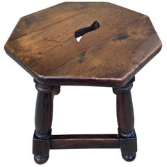 20th Century Spanish Rustic Walnut Low Stool or Low Table