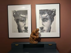 20th century Spanish sculpture "The Thinker" in Terracotta