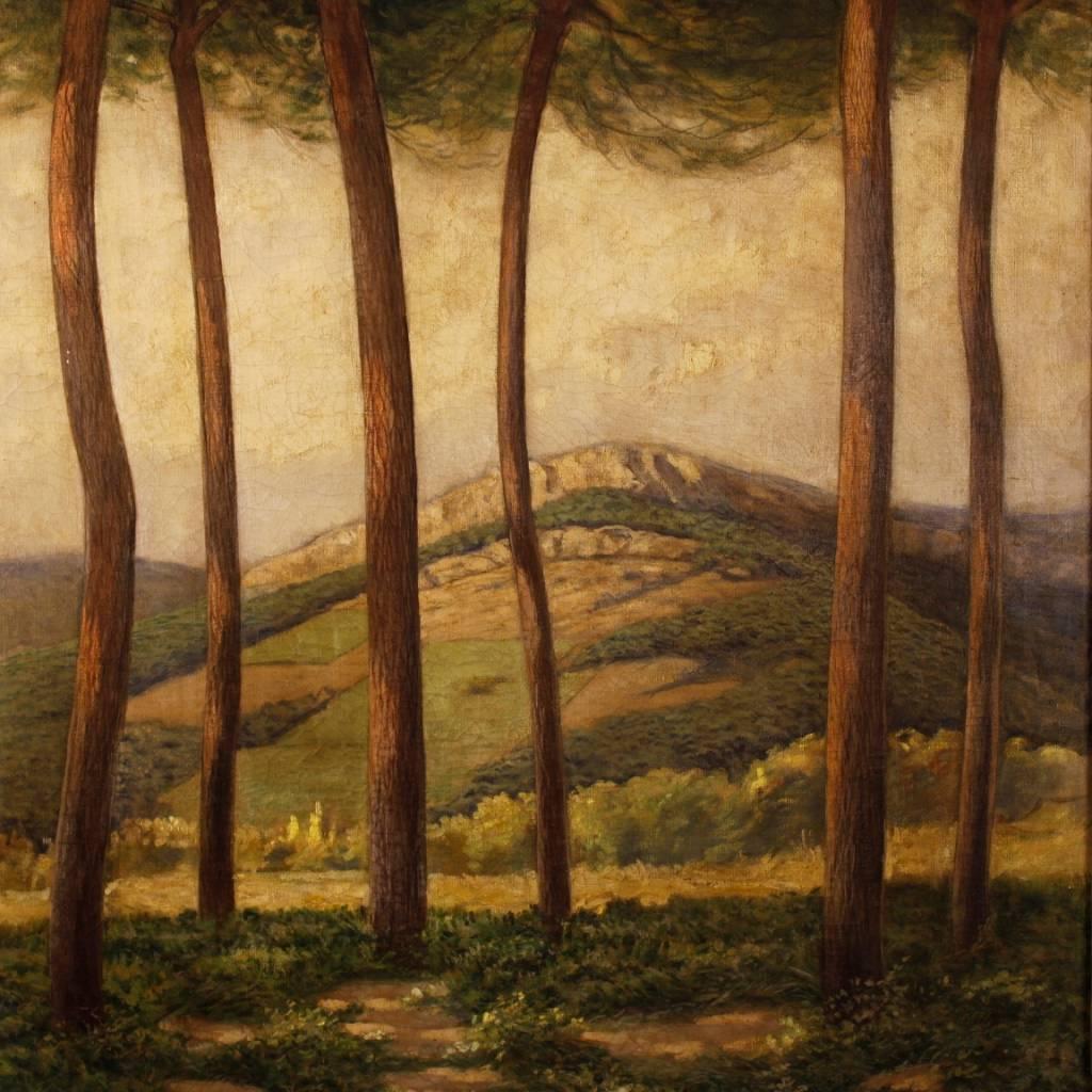 20th Century Spanish Signed Landscape Painting In Fair Condition In Vicoforte, Piedmont