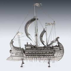 20. Jahrhundert Spanisches Silber Persisches Triremenschiff, um 1930