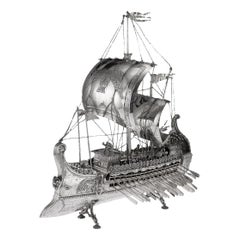 Used 20th Century Spanish Silver Persian Trireme Ship, circa 1930