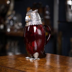 20th Century Spanish Solid Silver Owl Claret Jug, Dionisio Garcia Gomez, Madrid