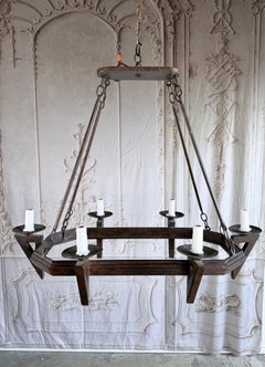 20th Century Spanish Style Wrought Iron Chandelier 6-Light