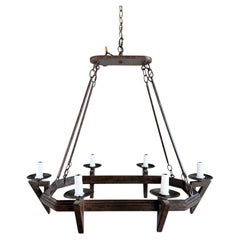 20th Century Spanish Style Wrought Iron Chandelier 6-Light