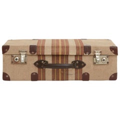 20th Century Spanish Tweed Suitcase with Leather Corners