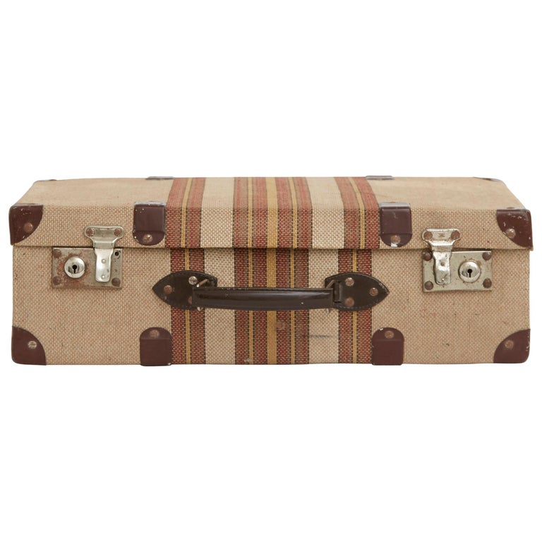 20th Century Spanish Tweed Suitcase with Leather Corners at 1stDibs