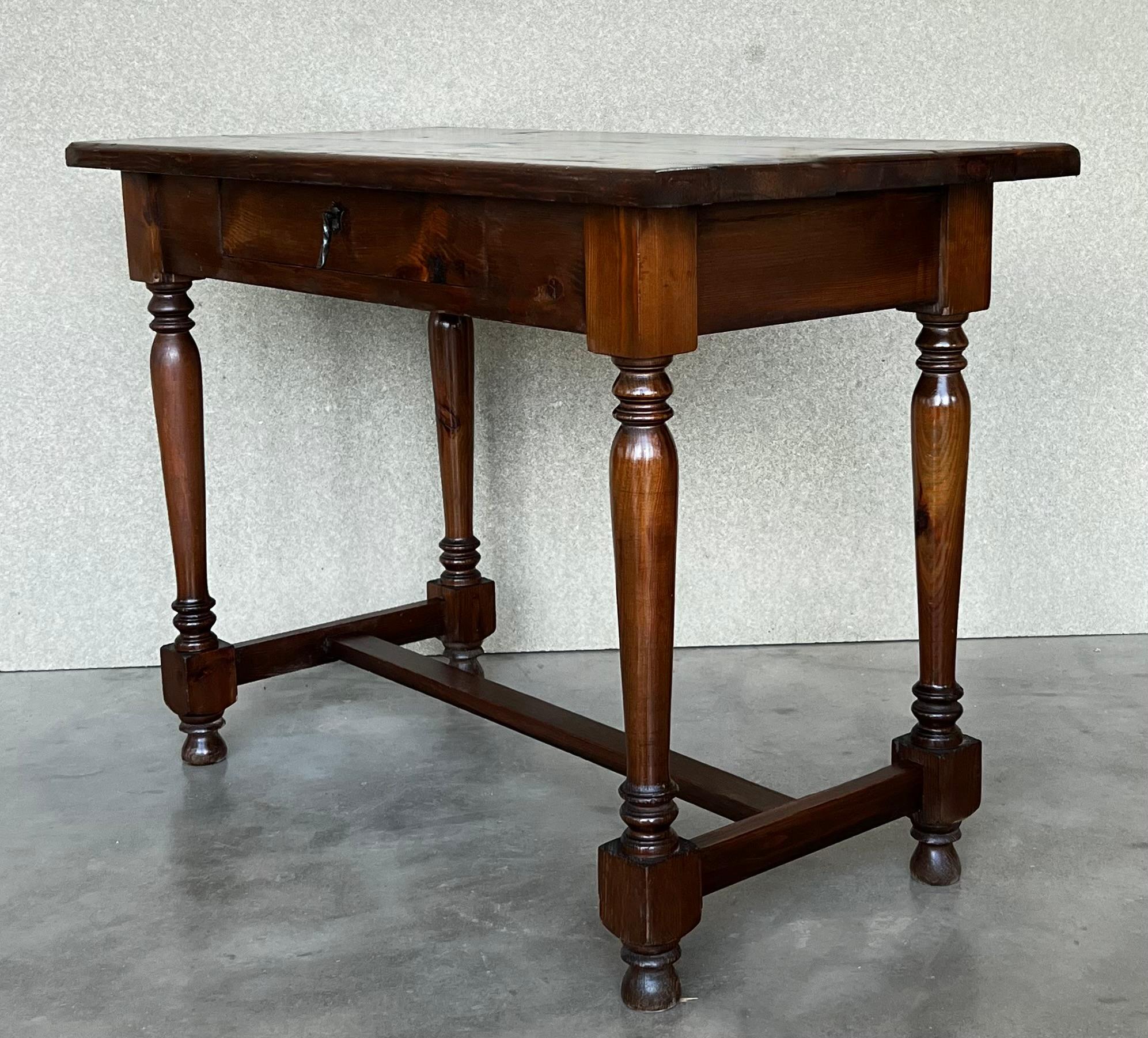 20th Century Spanish Walnut Side Table or Console Table with Drawer 5
