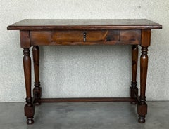 Table d'appoint ou table console espagnole du XXe siècle en noyer avec tiroir