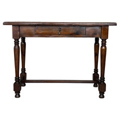 Antique 20th Century Spanish Walnut Side Table or Console Table with Drawer