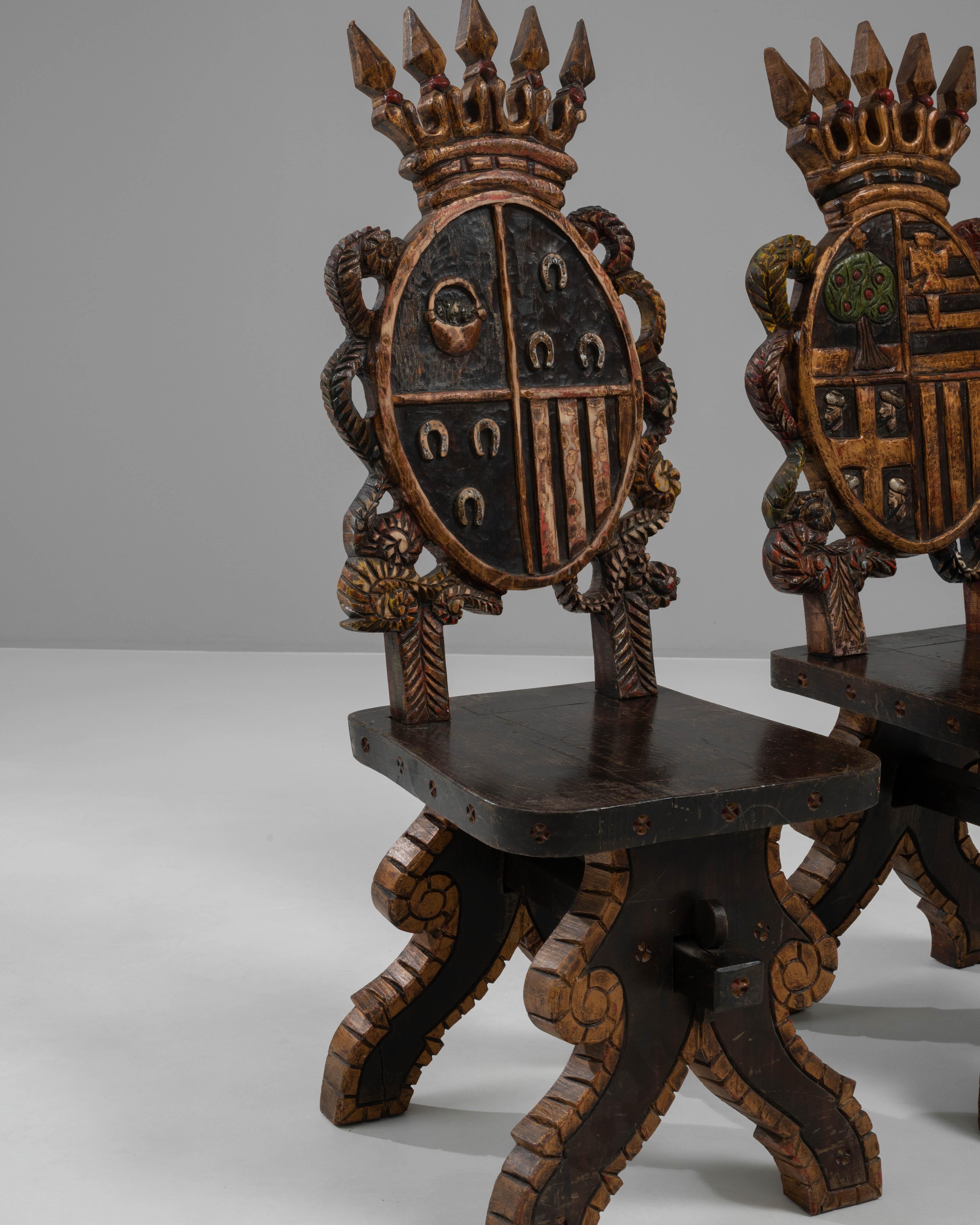 20th Century Spanish Wooden Chairs, a Pair For Sale 6