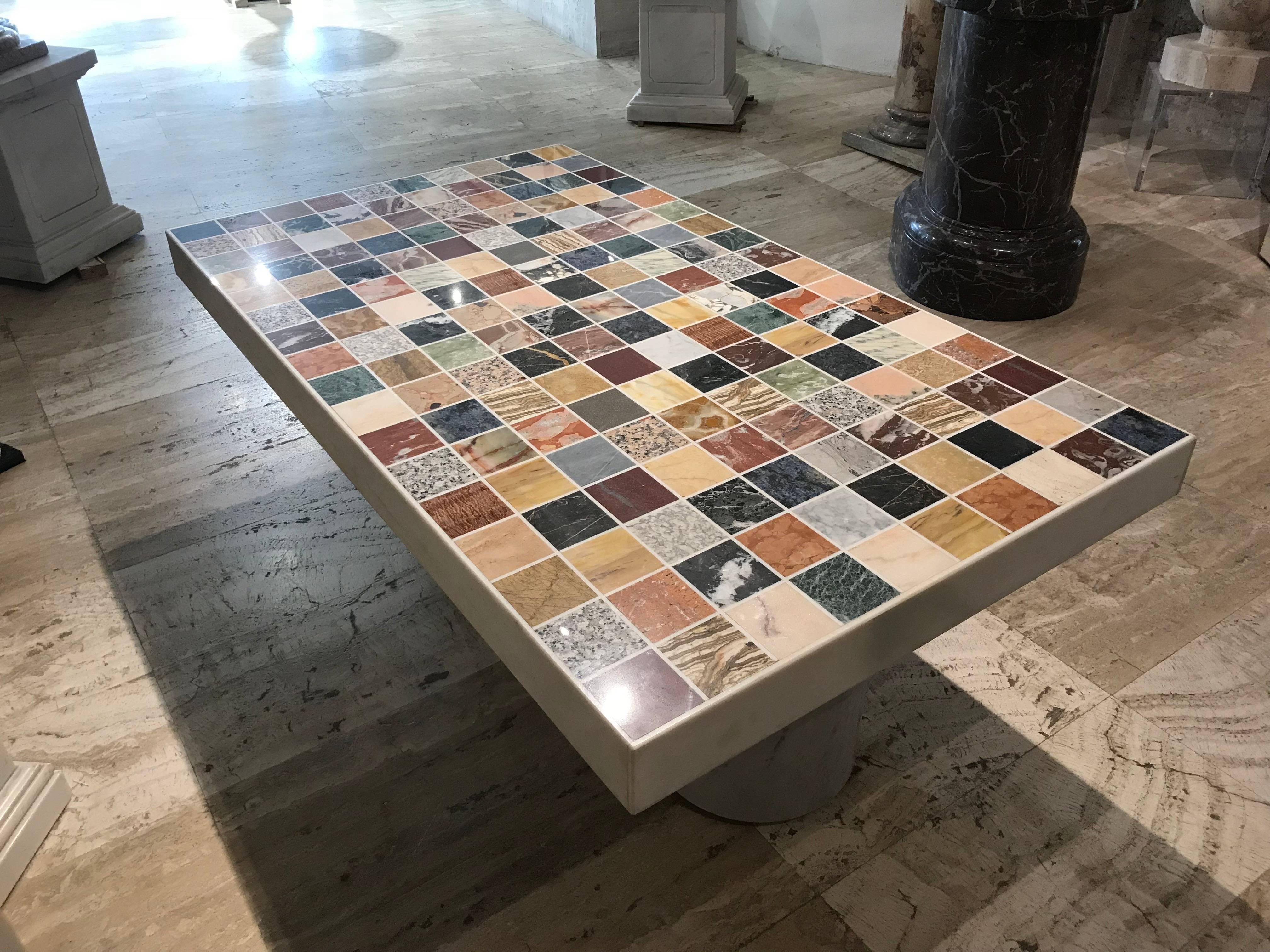 Classical Roman 20th Century Rectangular Specimen Multicolour Marble Italian Table