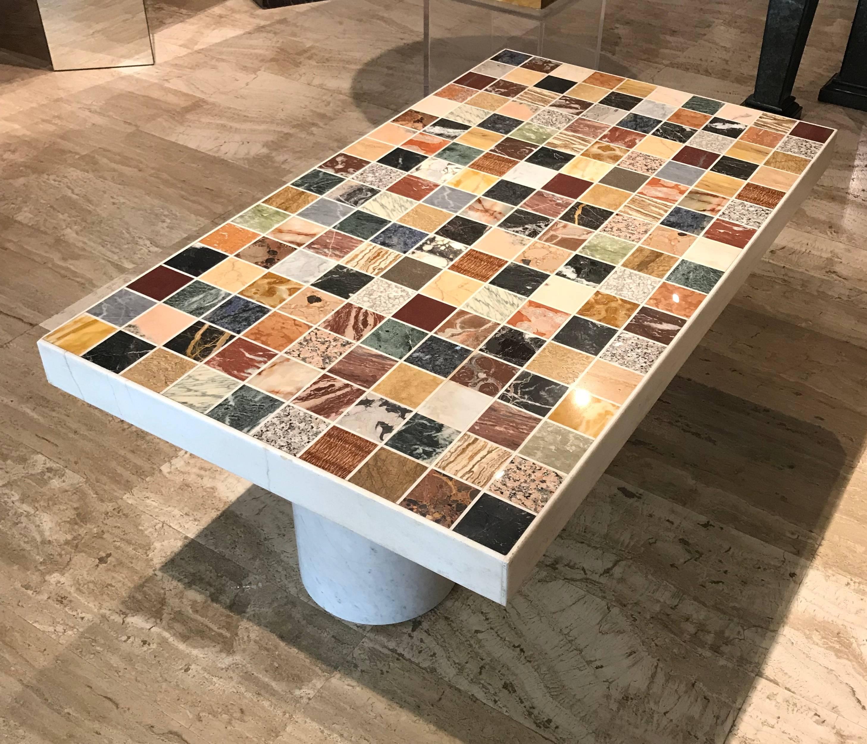 20th Century Rectangular Specimen Multicolour Marble Italian Table In Excellent Condition In Roma, IT