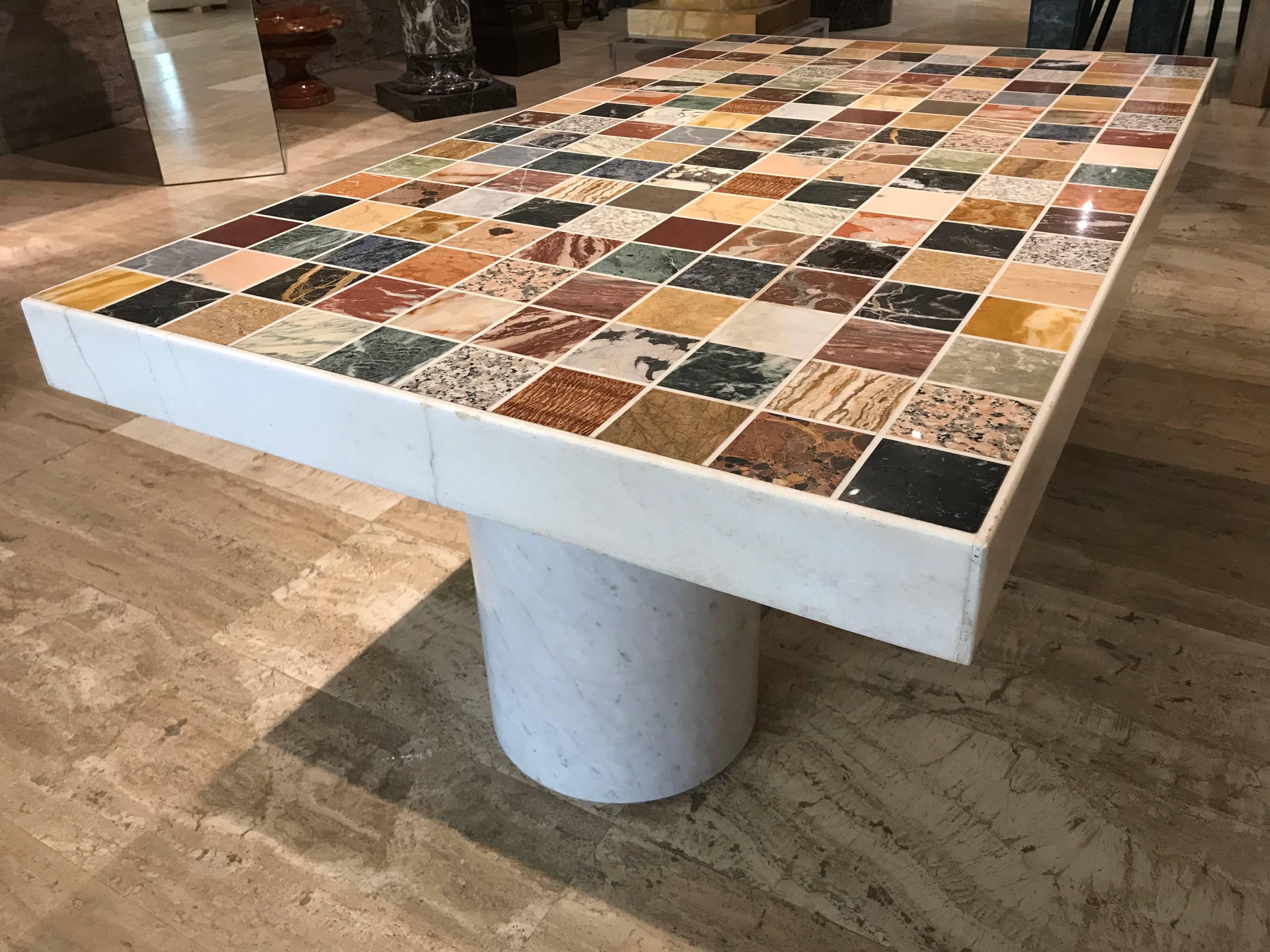 20th Century Rectangular Specimen Multicolour Marble Italian Table 1