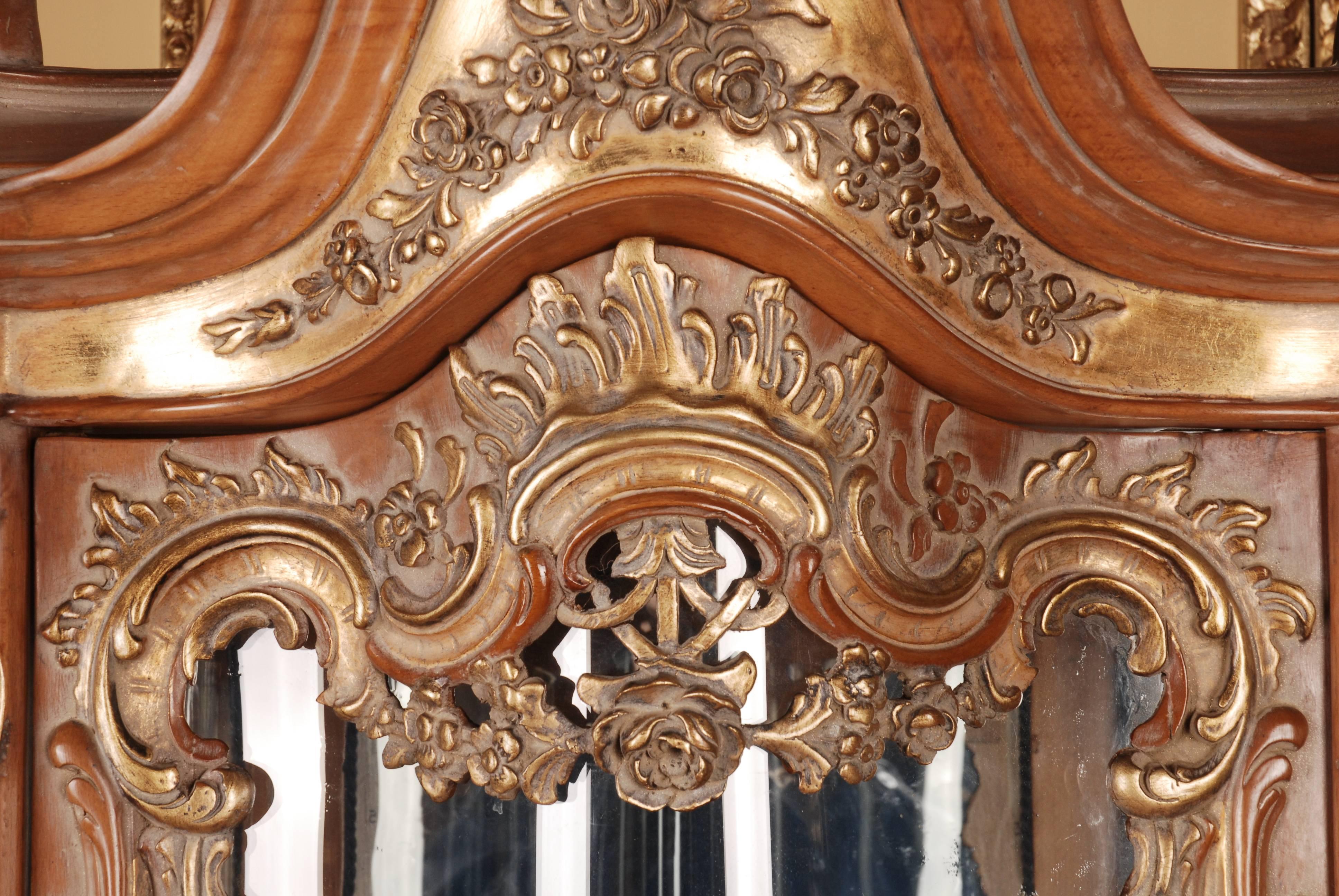 French 20th Century Splendid Display Cabinet in the Antique Rococo Style Beech Carved For Sale