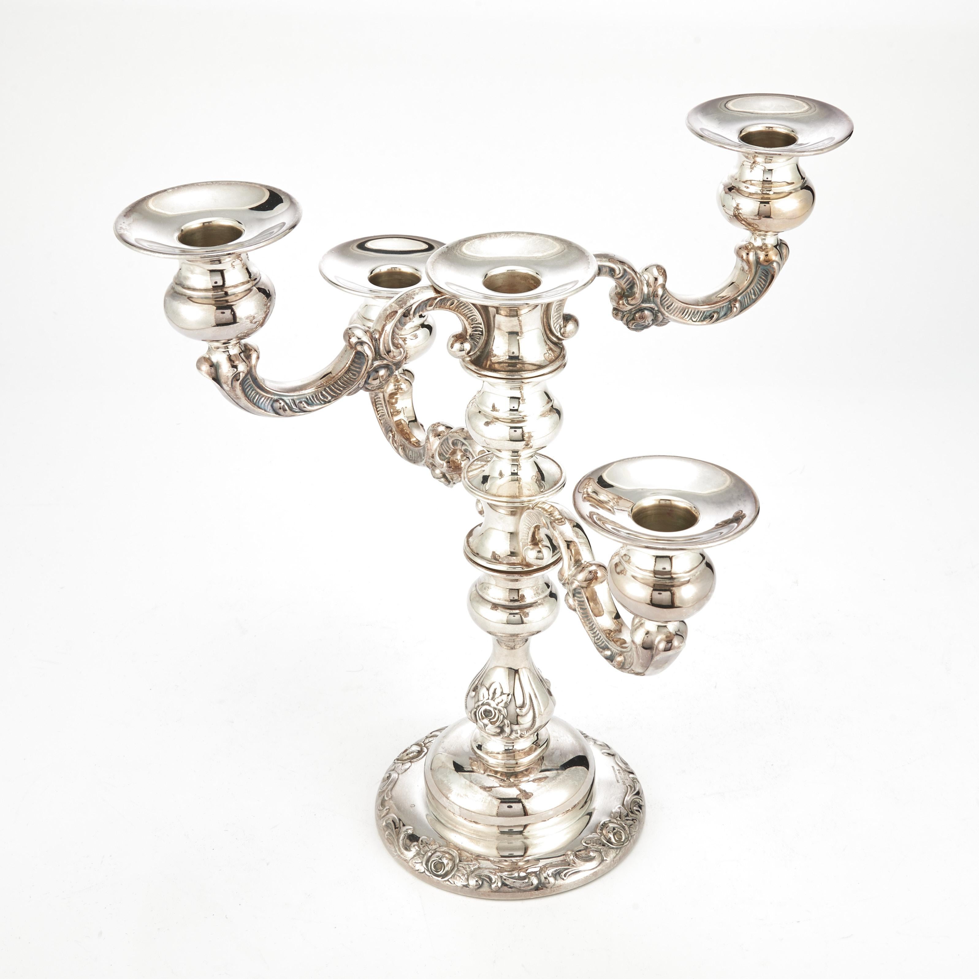20th Century Spritzer & Fuhrmann Tableware Sterling Silver Five Arms Candelabra In Good Condition For Sale In Tarry Town, NY