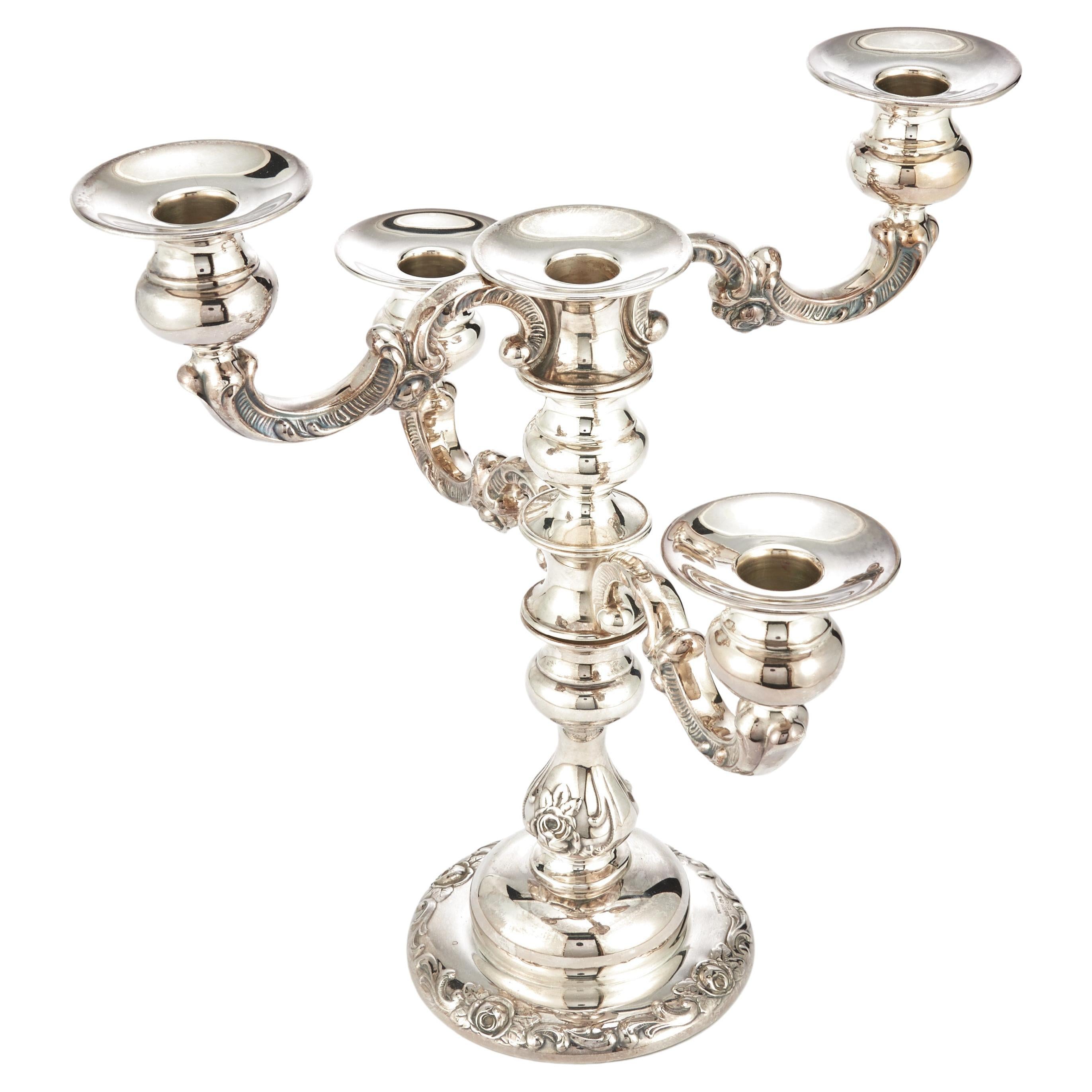 20th Century Spritzer & Fuhrmann Tableware Sterling Silver Five Arms Candelabra For Sale