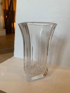 20th Century Square Fluted Crystal Vase