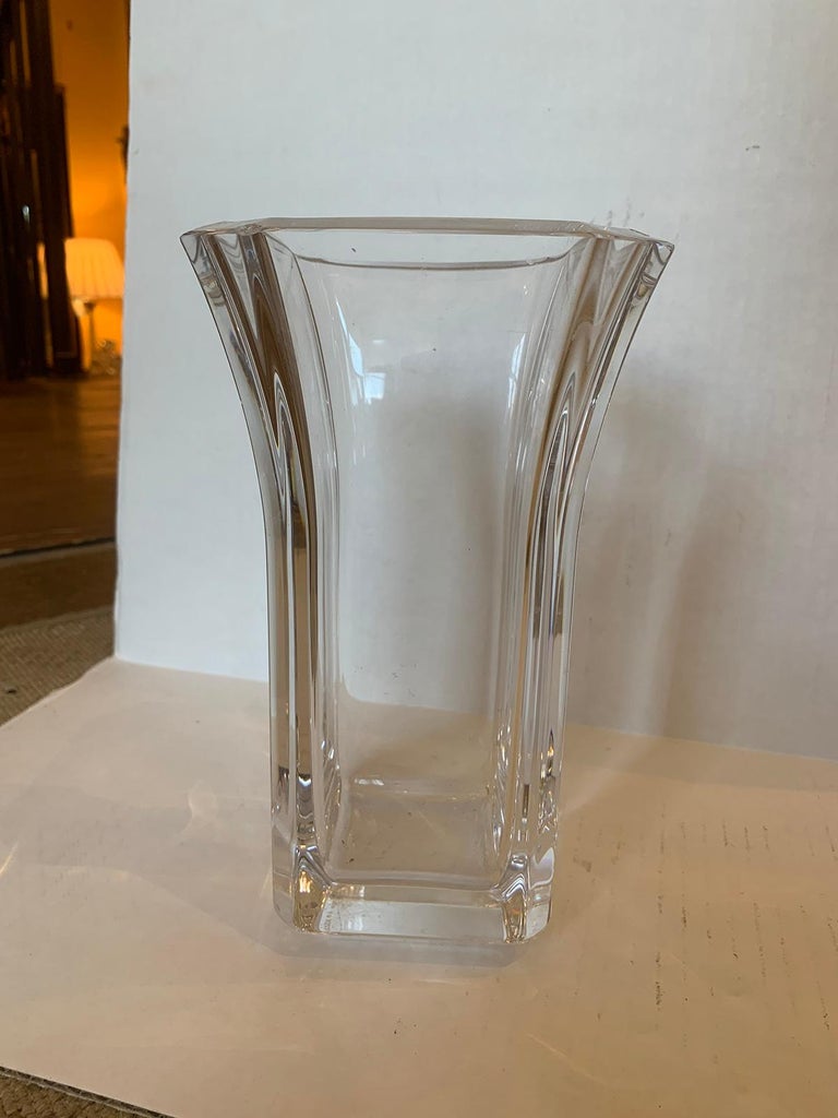 20th Century Square Fluted Crystal Vase For Sale at 1stDibs square