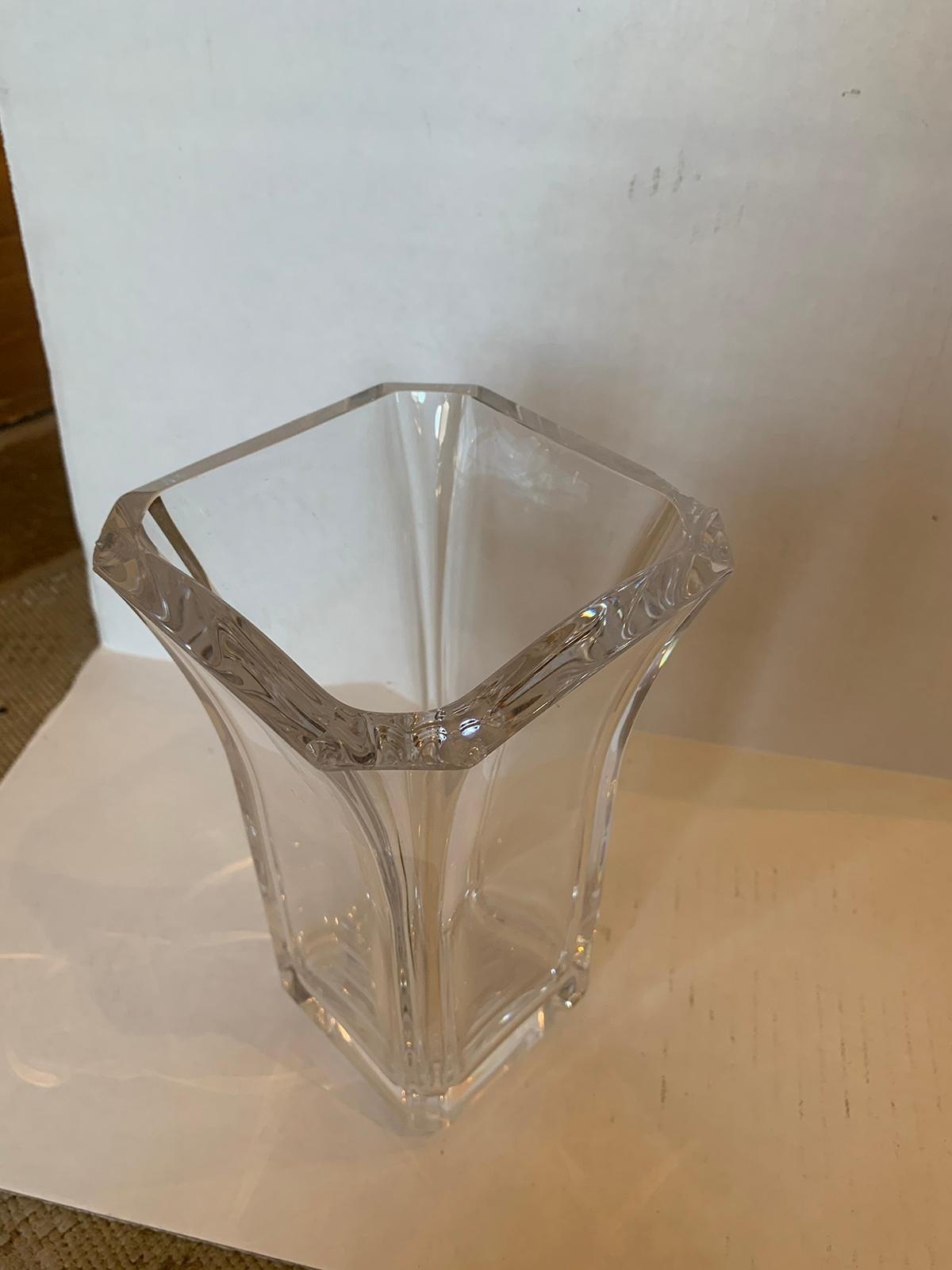 20th Century Square Fluted Crystal Vase For Sale 1