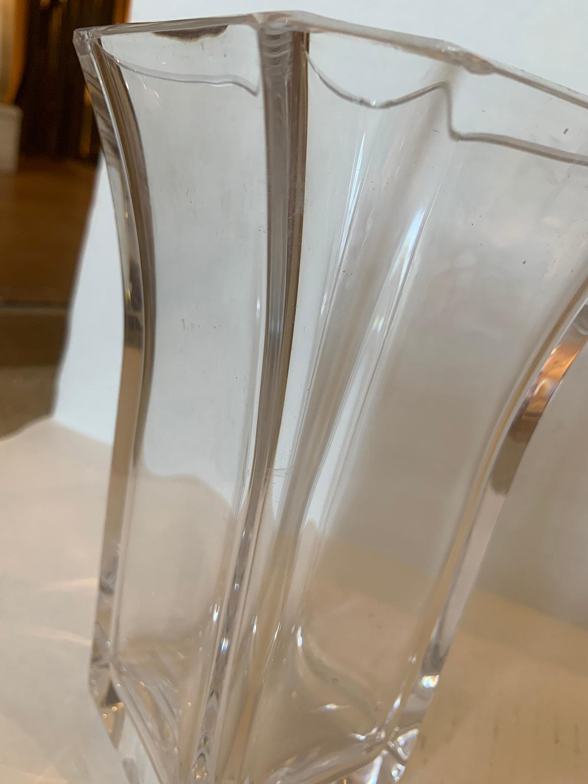 20th Century Square Fluted Crystal Vase For Sale 4