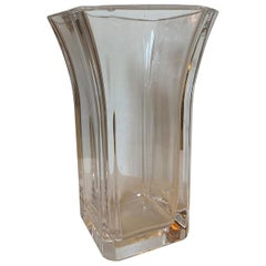 20th Century Square Fluted Crystal Vase