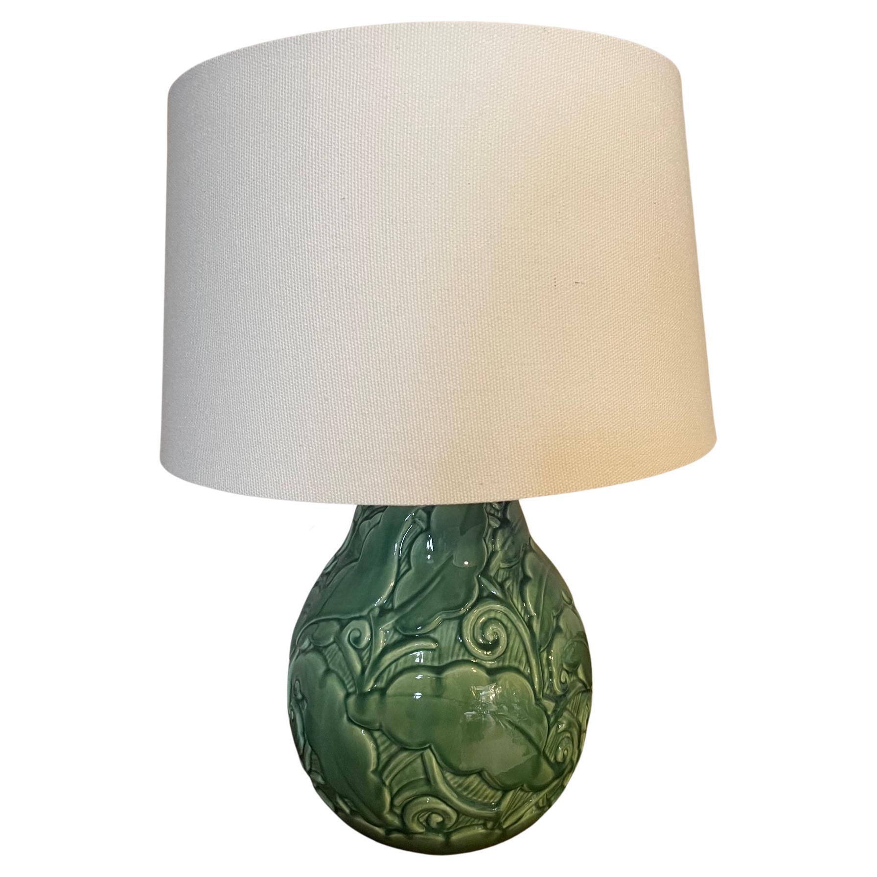 20th Century St Clement Ceramic Table Lamp with Lampshade For Sale