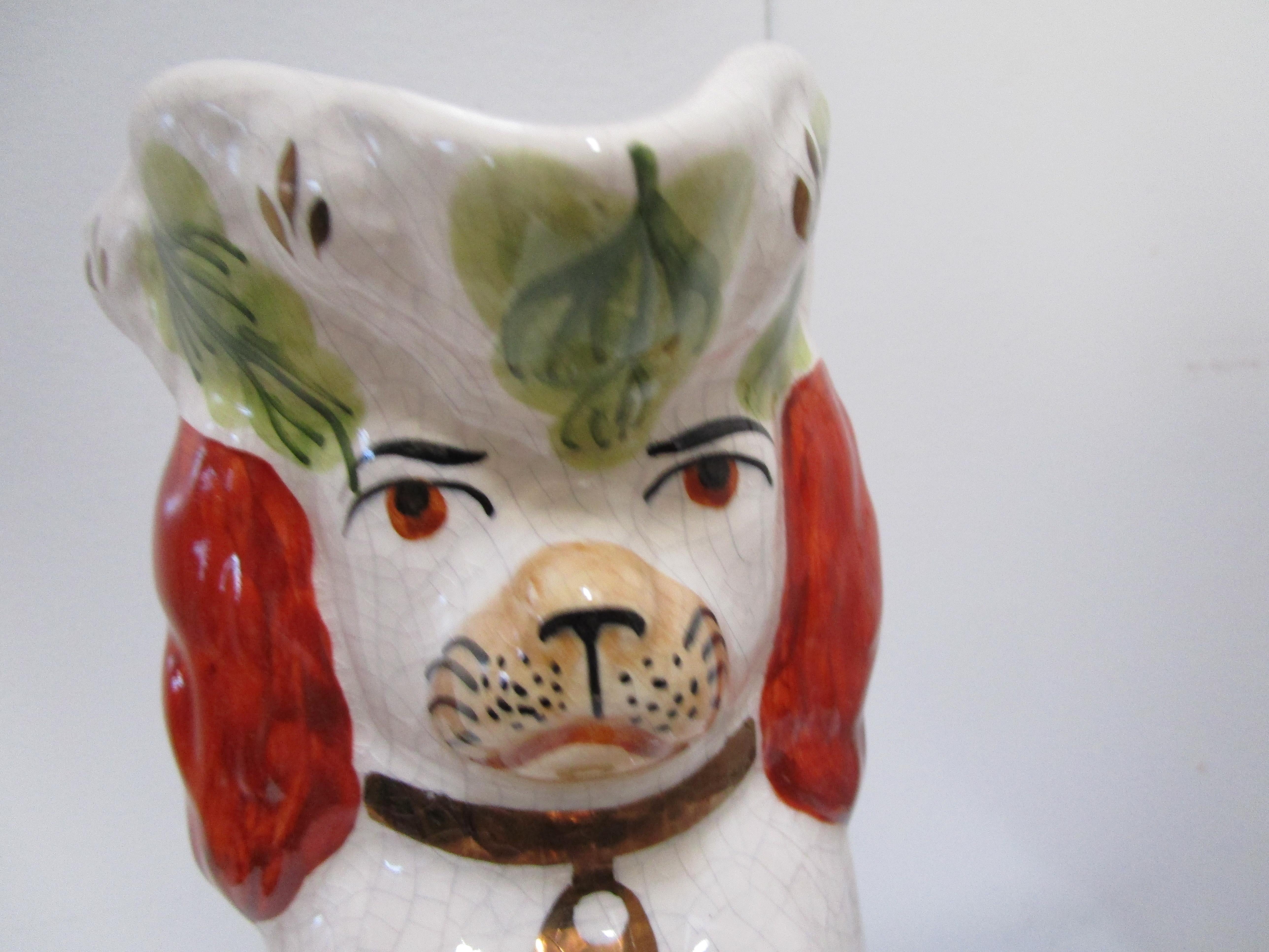 Ceramic 20th Century Staffordshire Red and White Begging Spaniel Toby Jug For Sale