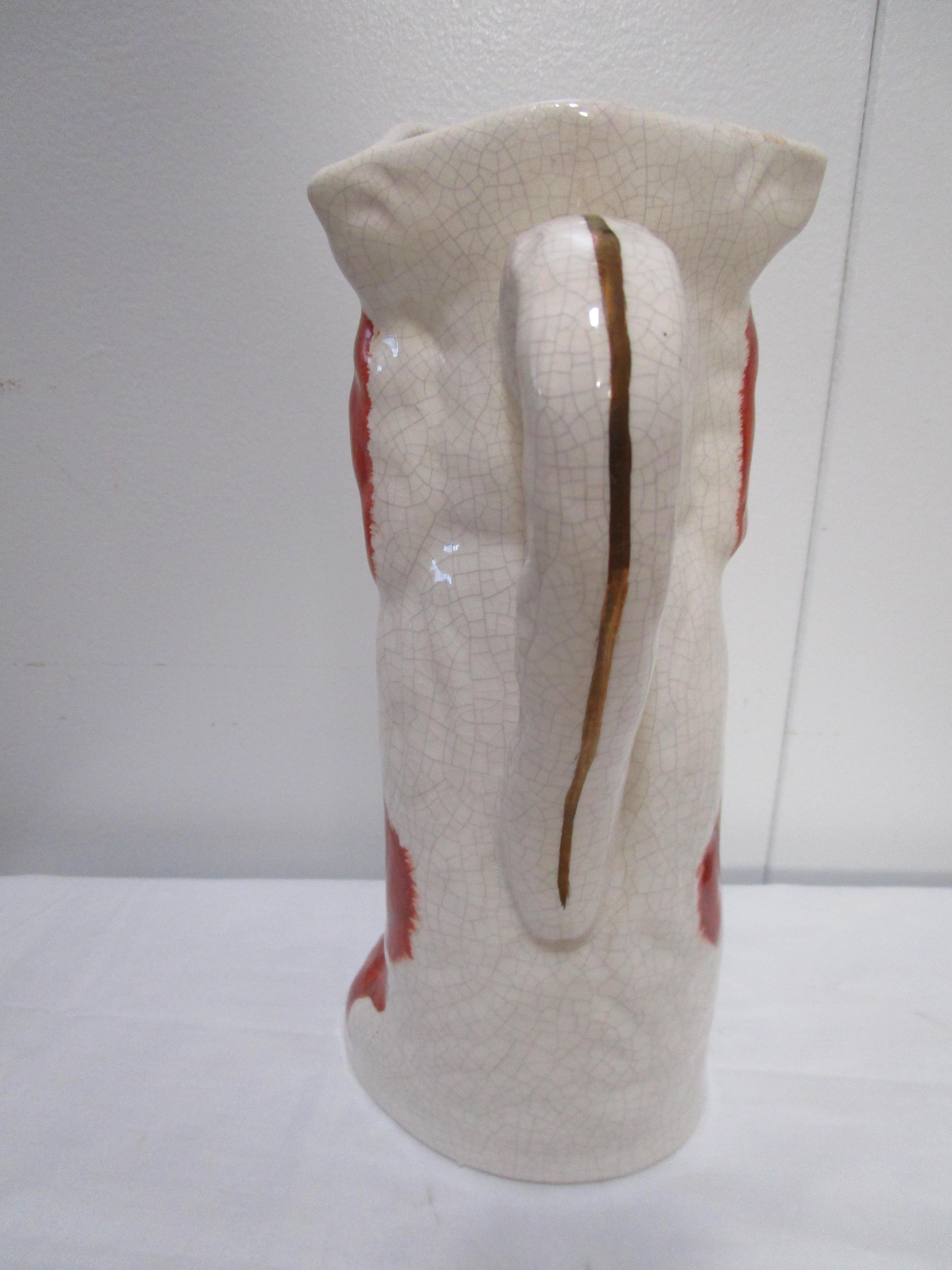 20th Century Staffordshire Red and White Begging Spaniel Toby Jug For Sale 1