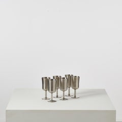 20th Century Stainless spun-steel goblets, UK