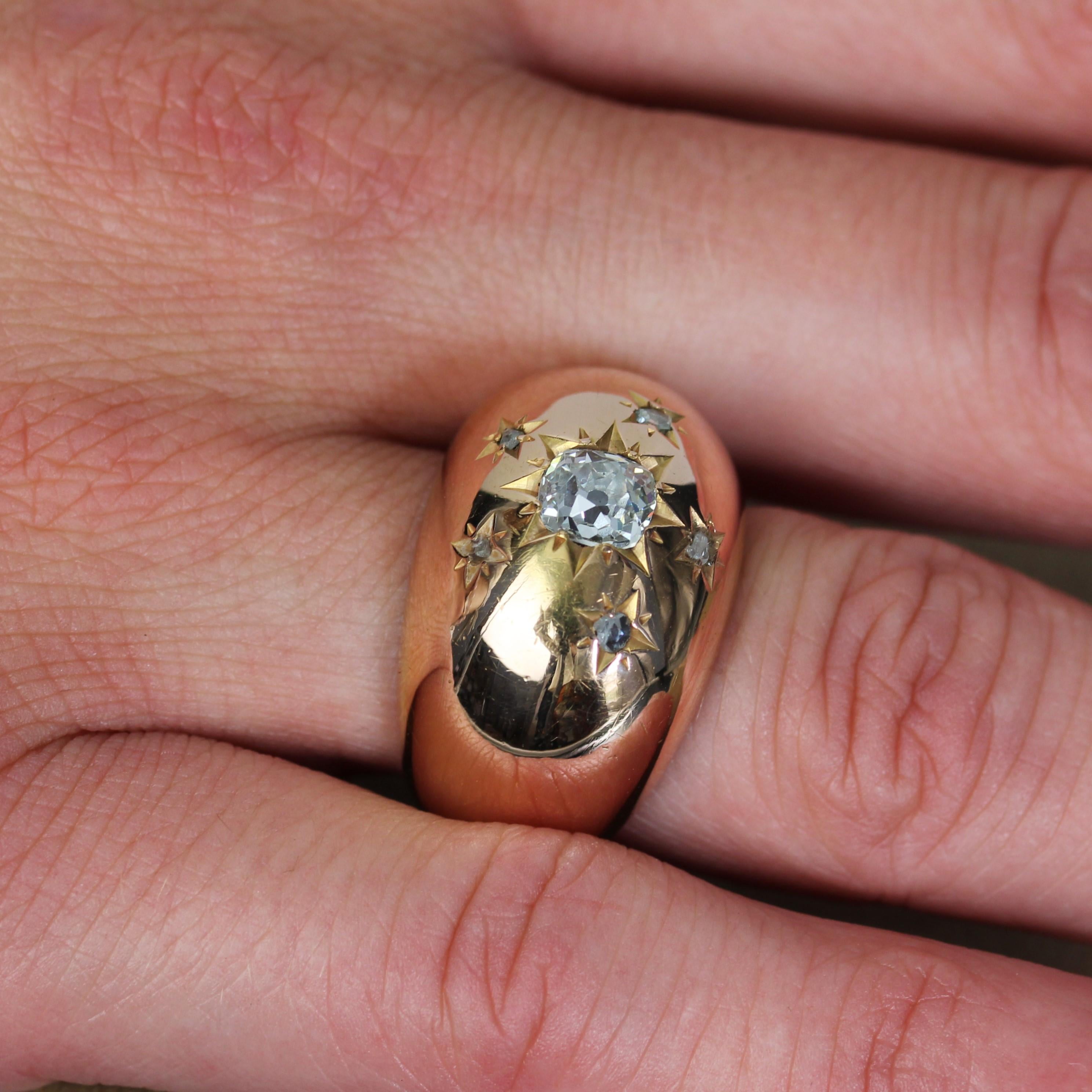20th Century Star Setting Diamond 18 Karat Rose Gold Bangle Ring For Sale 5