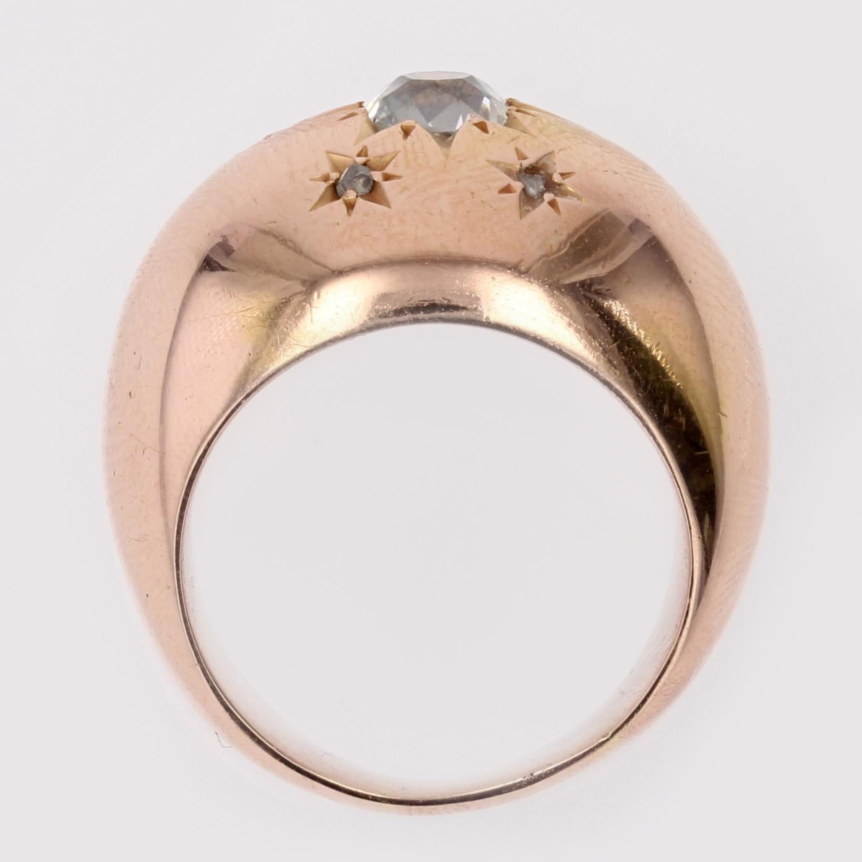 20th Century Star Setting Diamond 18 Karat Rose Gold Bangle Ring For Sale 9