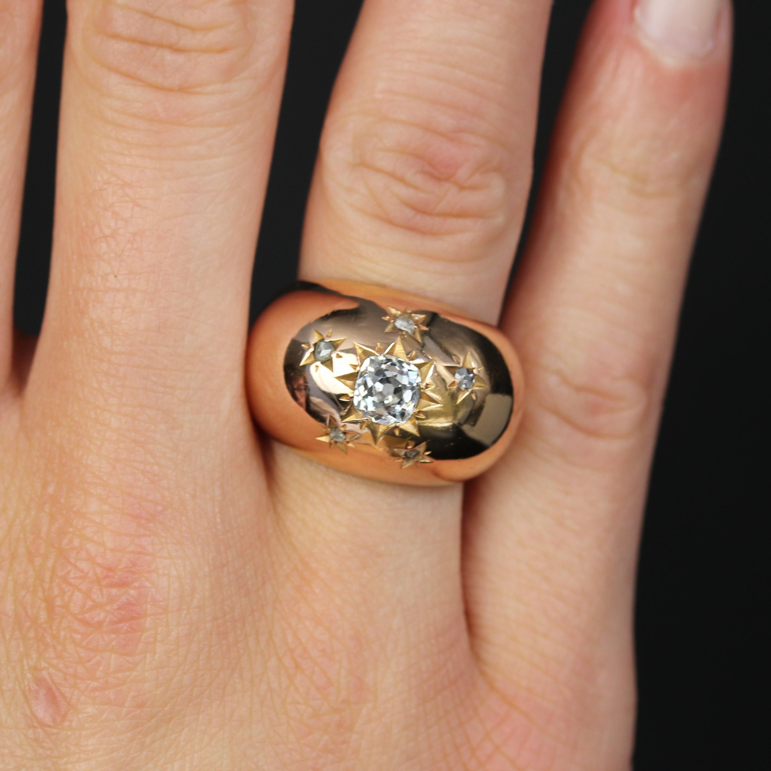 Women's 20th Century Star Setting Diamond 18 Karat Rose Gold Bangle Ring For Sale