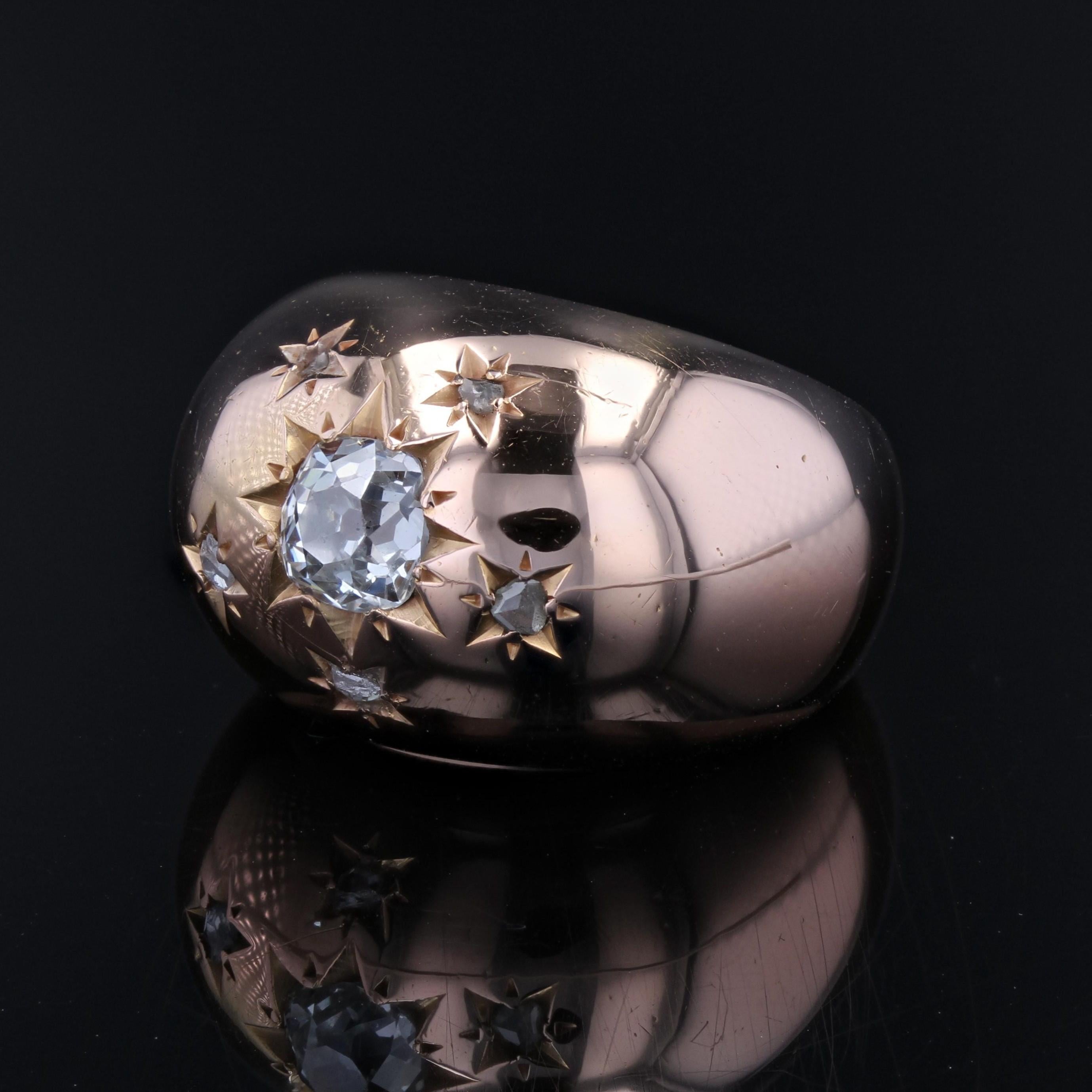 20th Century Star Setting Diamond 18 Karat Rose Gold Bangle Ring For Sale 1