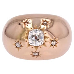 Anello Bangle in oro rosa 18 carati con diamanti e incastonatura a stella del XX secolo