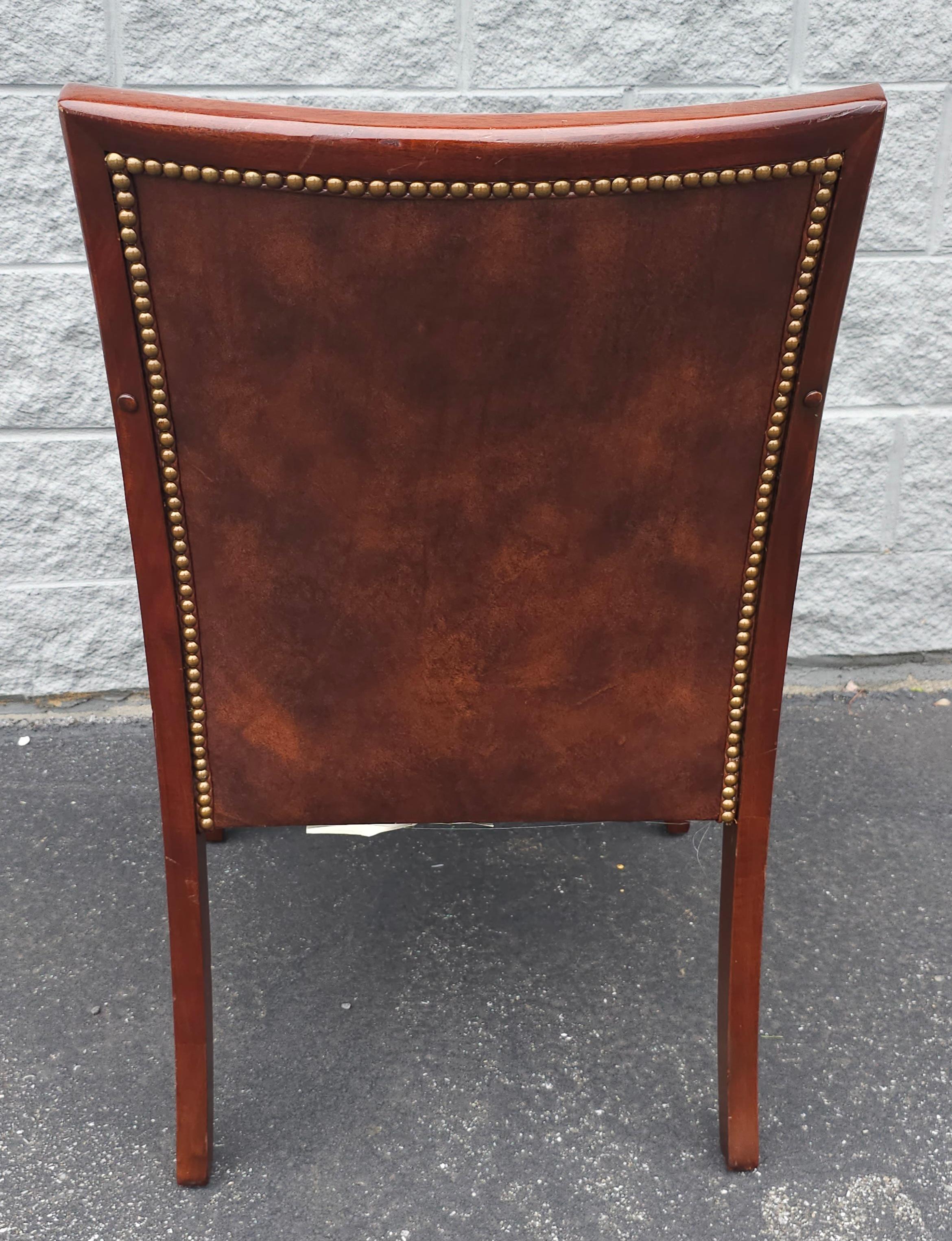 20th Century Stateville Chair Co. Mahogany and Leather Upholstered Armchair  For Sale 1