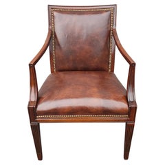 20th Century Stateville Chair Co. Mahogany and Leather Upholstered Armchair