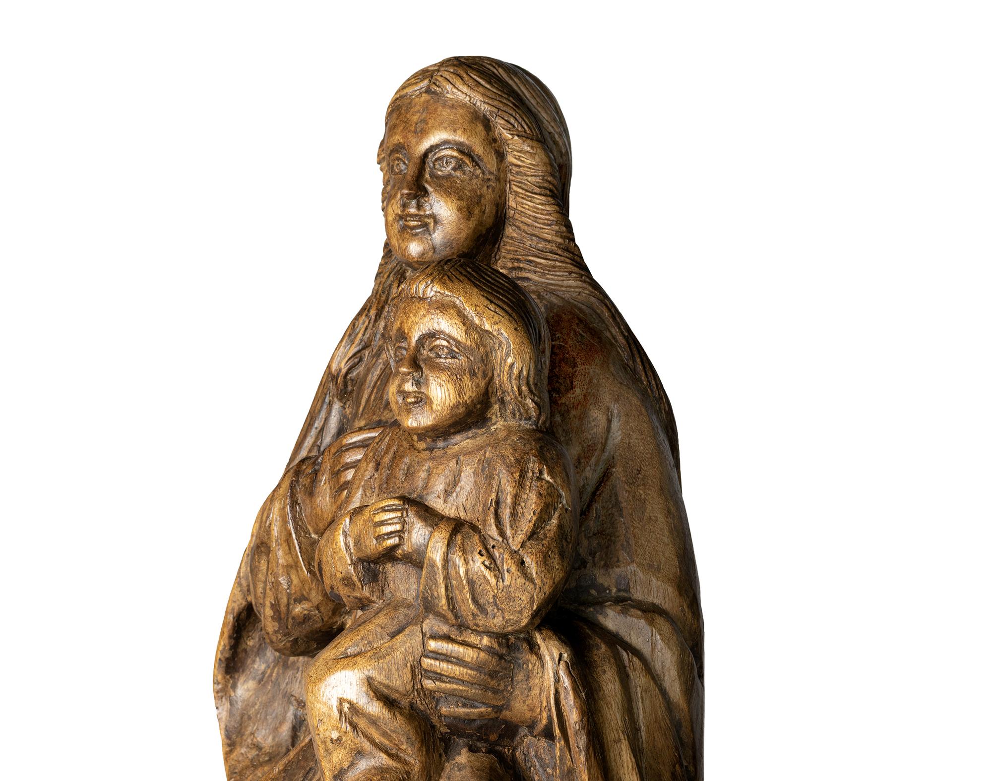 Estatua de la Virgen y el Niño del siglo XX (84 x 33 cm) Barroco en venta