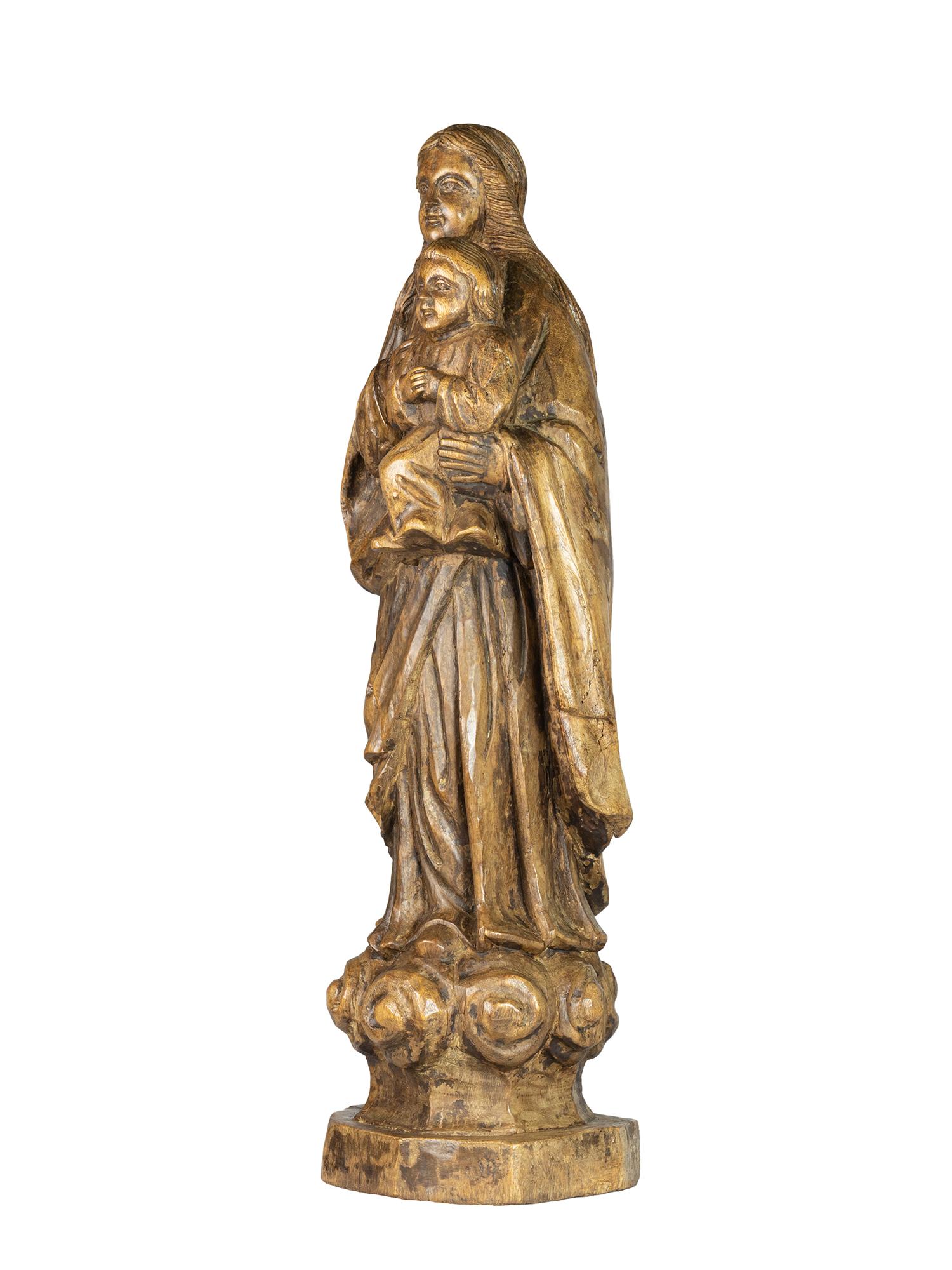 Estatua de la Virgen y el Niño del siglo XX (84 x 33 cm) en venta 3