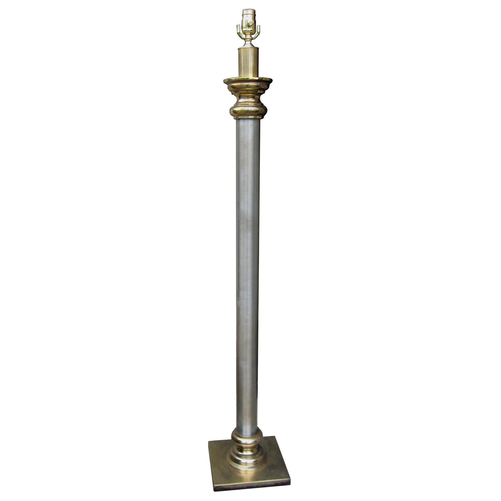 20th Century Steel and Brass Floor Lamp For Sale