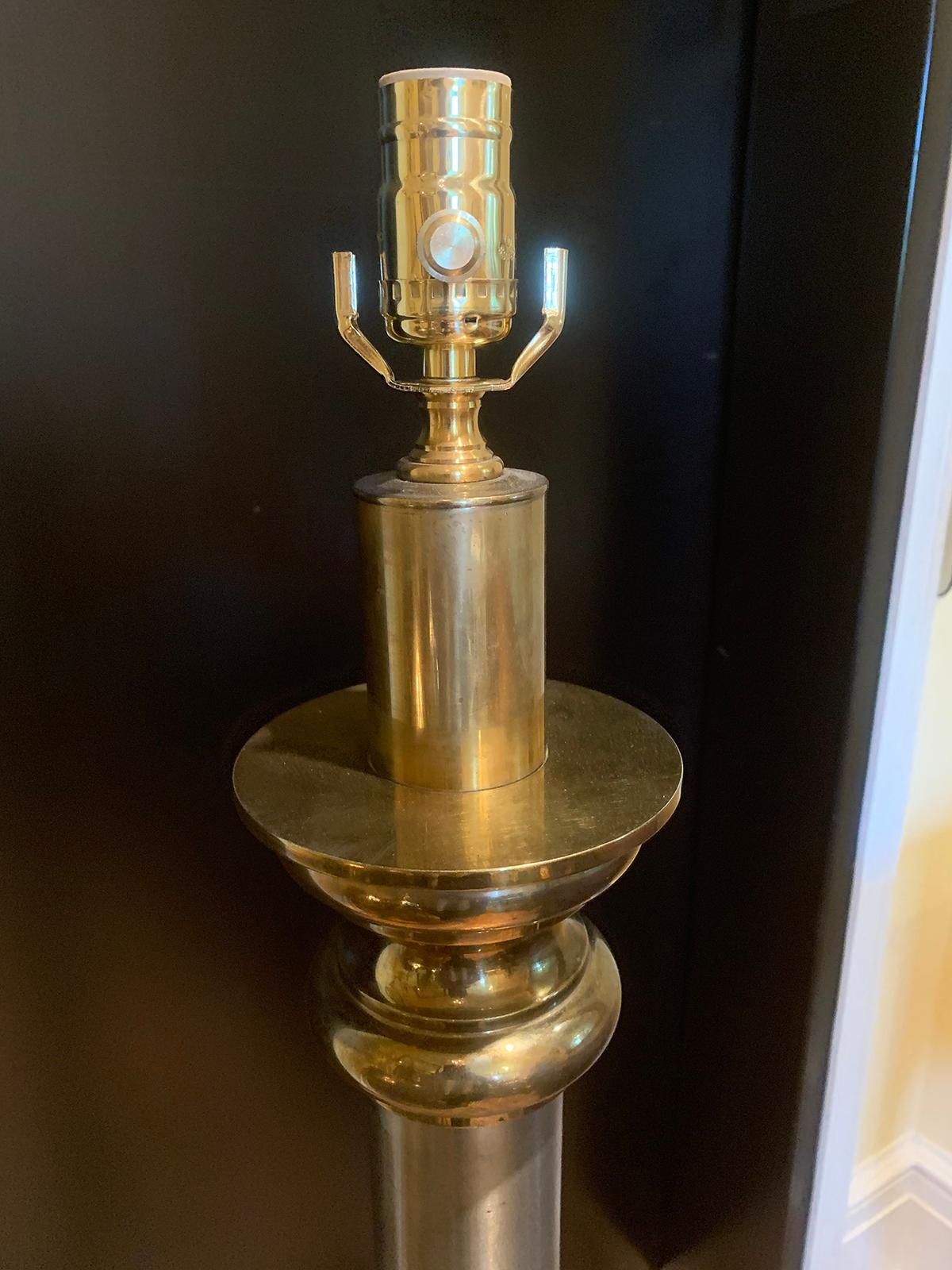 20th Century Steel and Brass Floor Lamp In Good Condition For Sale In Atlanta, GA
