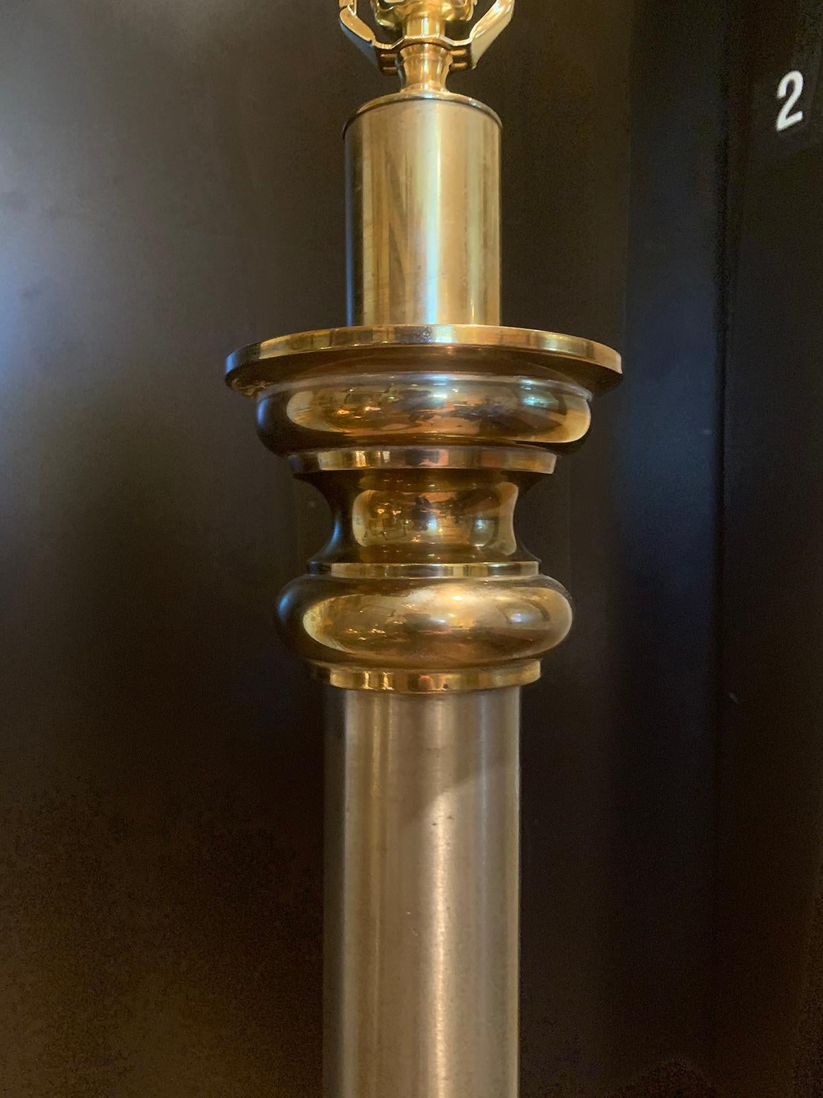 20th Century Steel and Brass Floor Lamp For Sale 1
