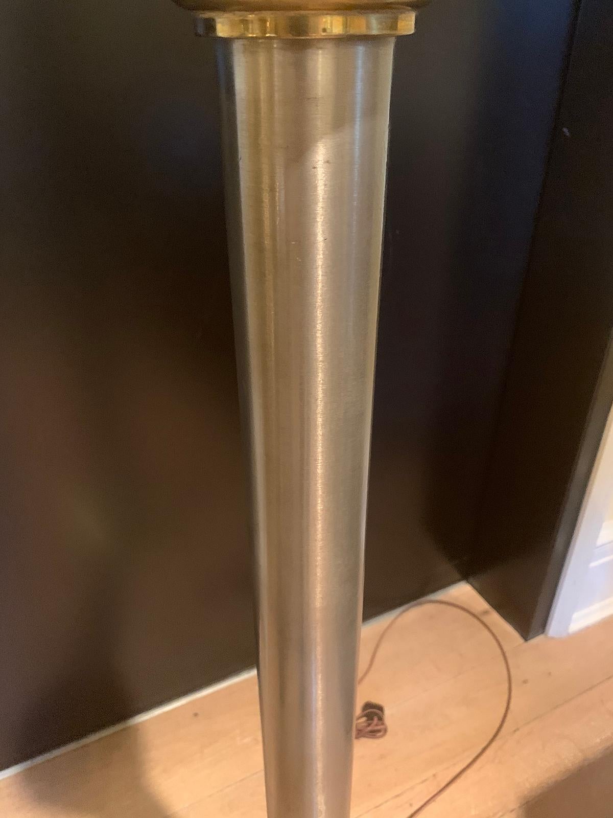 20th Century Steel and Brass Floor Lamp For Sale 2
