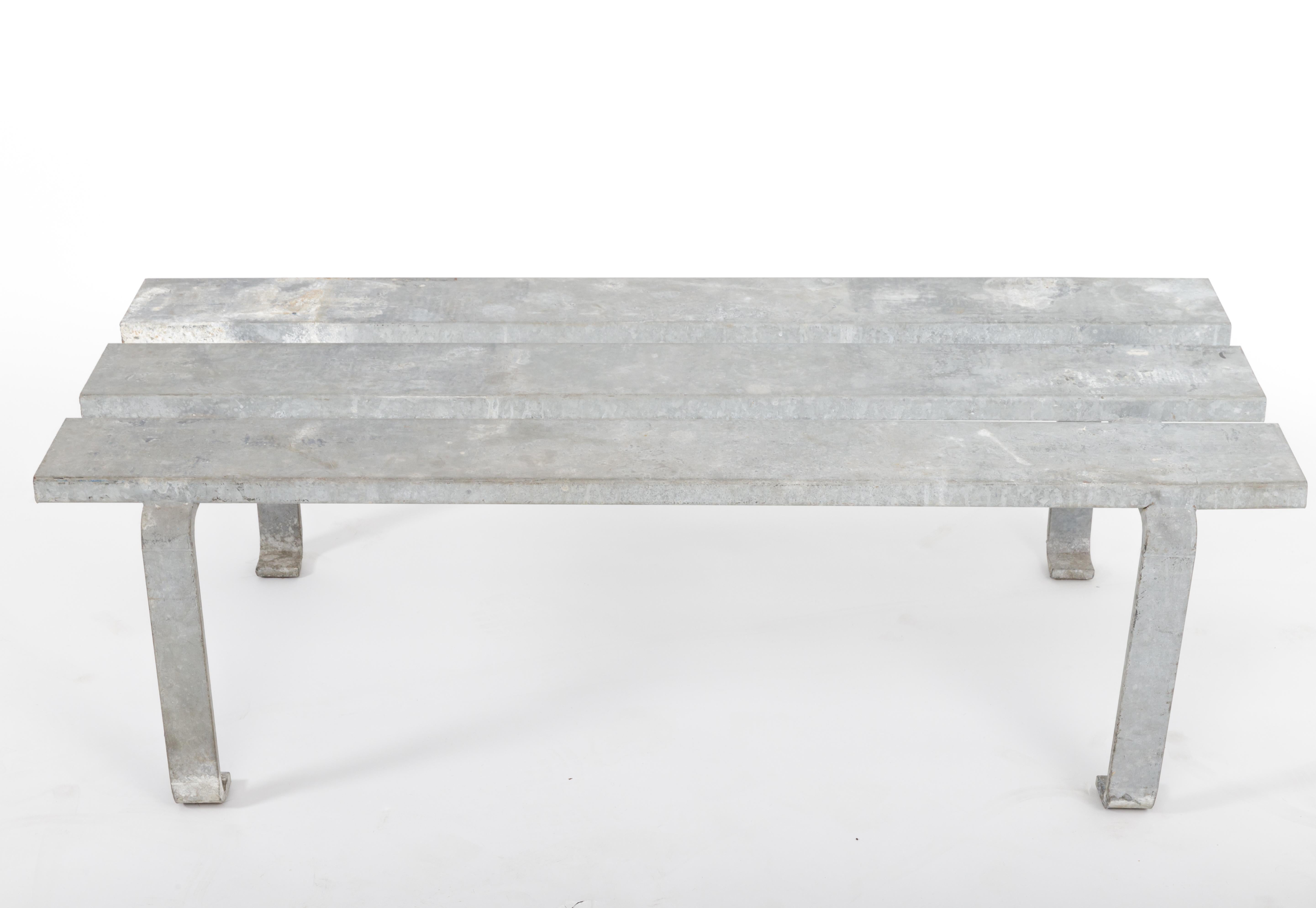 Industrial Slatted Steel Bench, 20th Century In Good Condition For Sale In New York City, NY