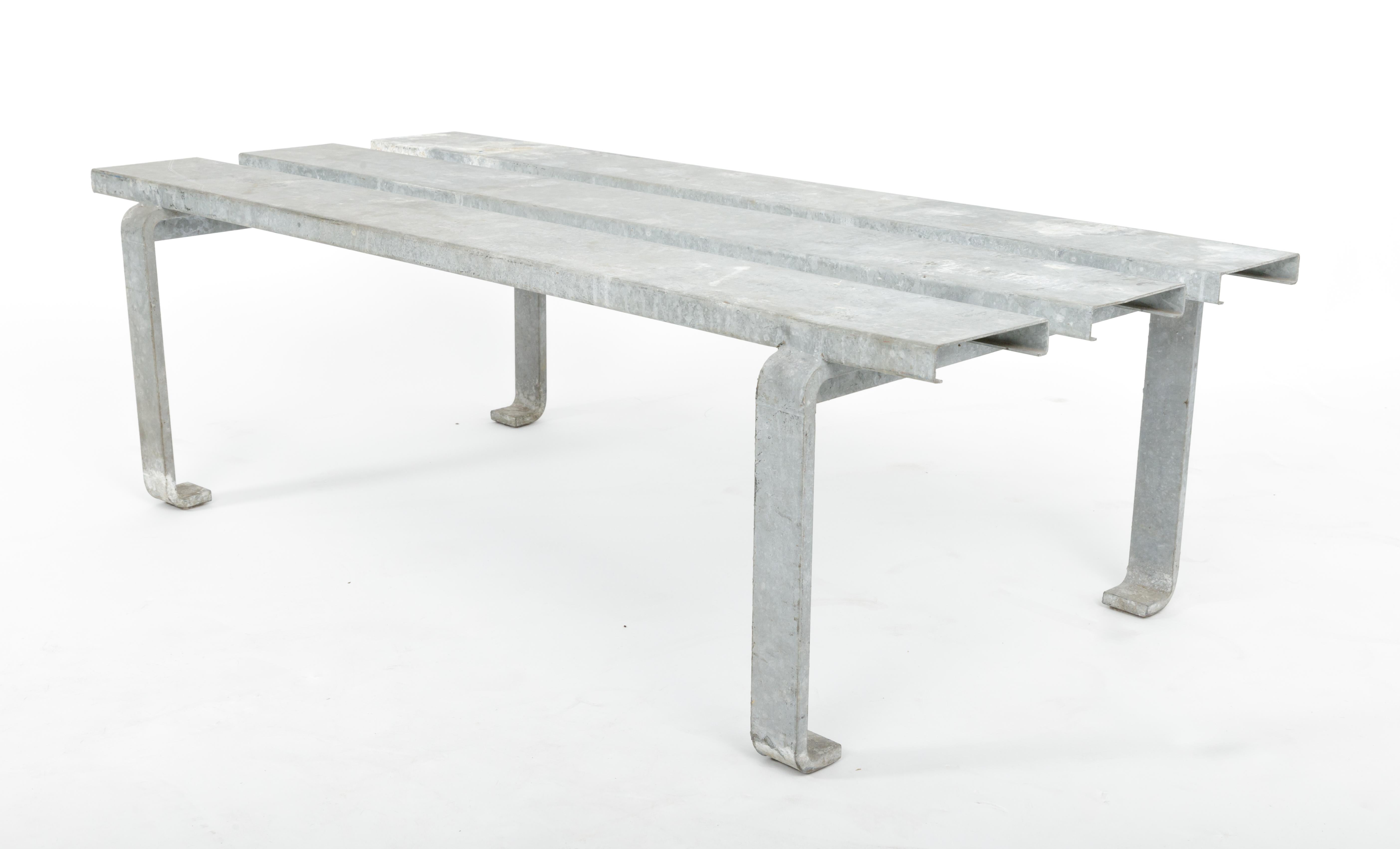 Industrial Slatted Steel Bench, 20th Century For Sale 2