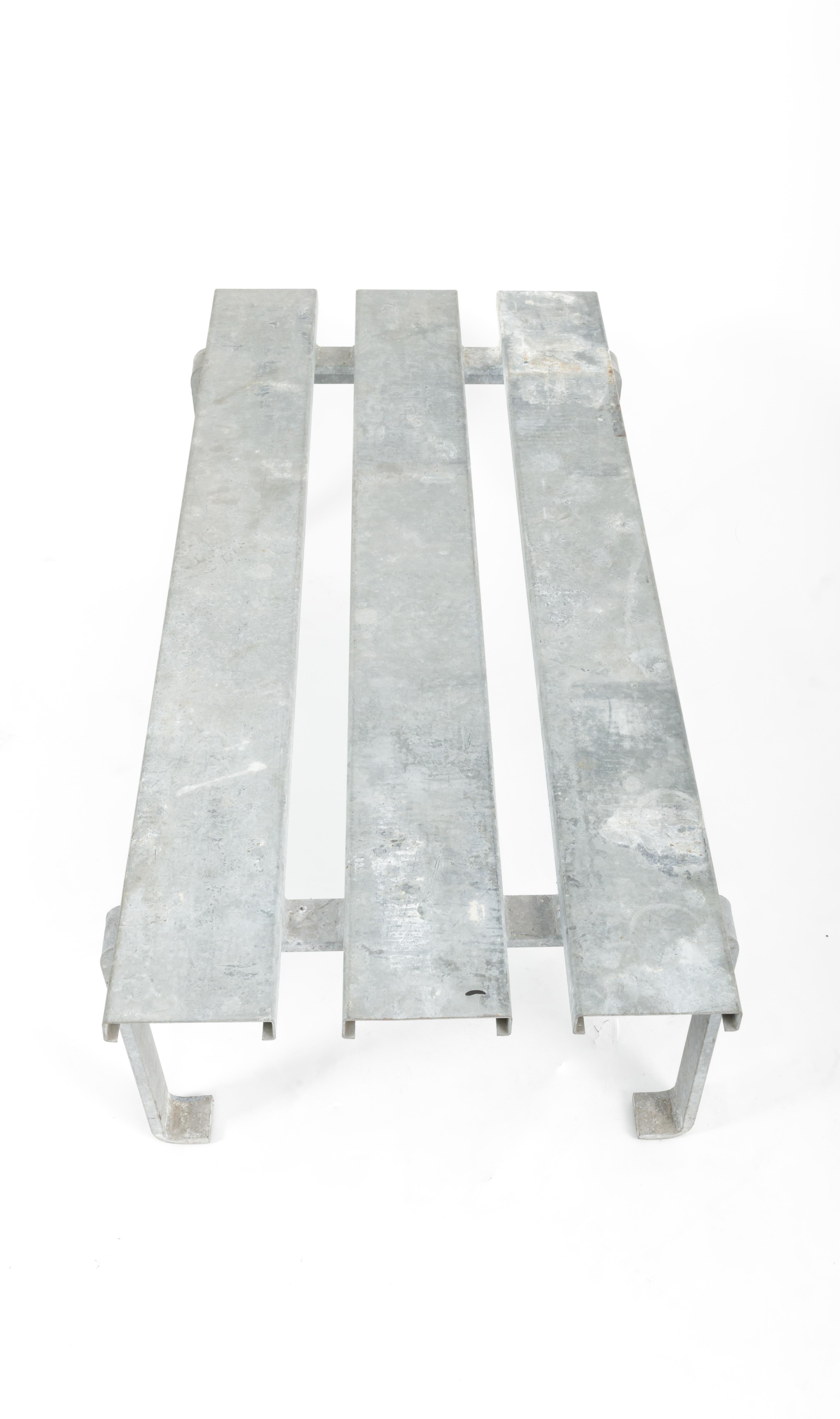 Industrial Slatted Steel Bench, 20th Century For Sale 3