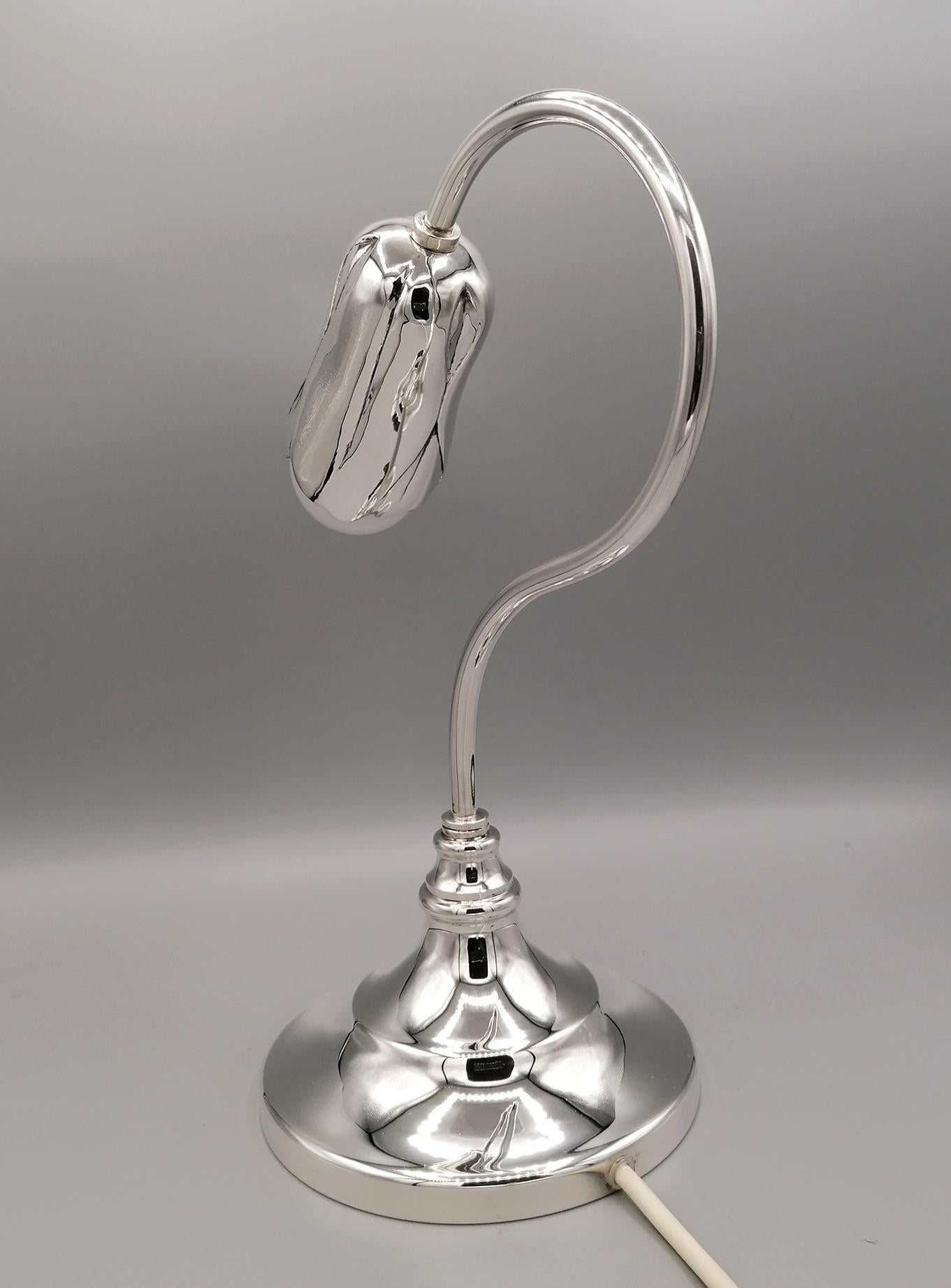 20th Century Sterling Italian Silver Lamp In Excellent Condition For Sale In VALENZA, IT