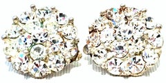 20th Century Sterling Silver & Austrian Crystal Rhinestone Earrings