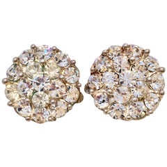 20th Century Sterling Silver & Austrian Crystal Rhinestone Earrings