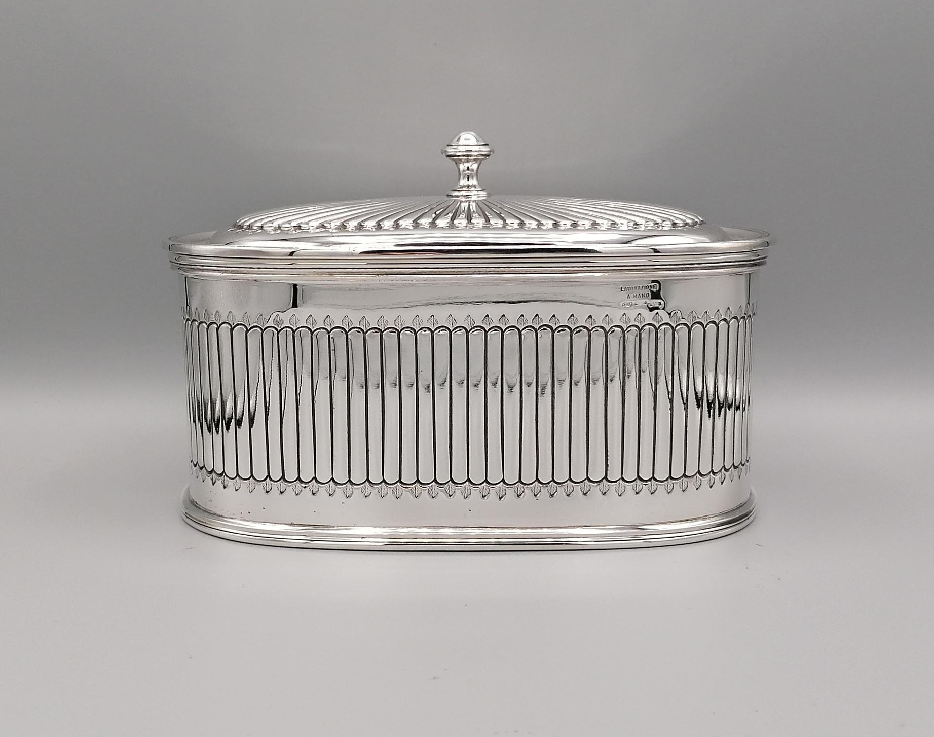 Embossed 20th Century Sterling Silver Box George III° Style For Sale